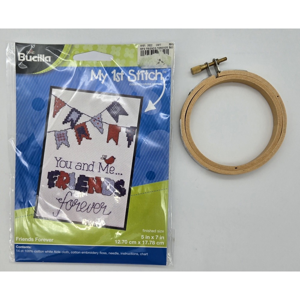Bucilla My 1st Stitch You and Me Friends Forever Cross Stitch Kit & Free Hoop‎